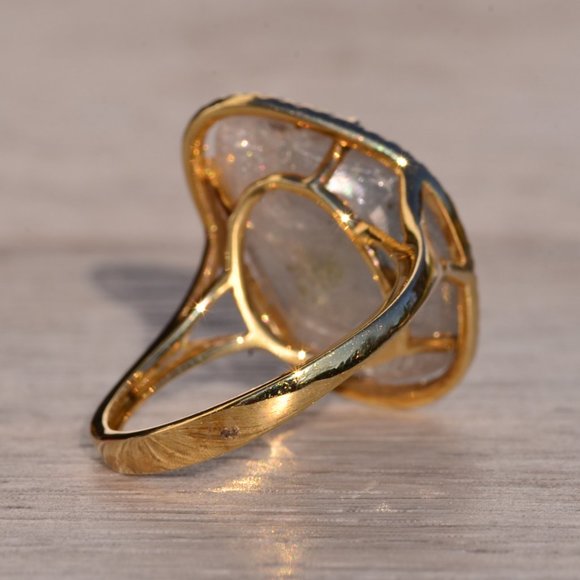 Gray Sapphire and Natural Diamond Halo Ring - Picture 4 of 9